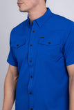 Barabas Wholesale Men's Western Casual Solid Stretch Short Sleeve Shirt 5SST10 Royal