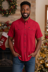 Barabas Wholesale Men's Western Casual Solid Stretch Short Sleeve Shirt 5SST10 Red