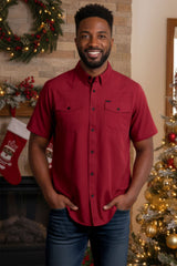 Barabas Wholesale Men's Western Casual Solid Stretch Short Sleeve Shirt 5SST10 Red