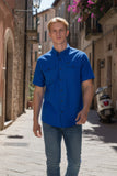 Barabas Wholesale Men's Western Casual Solid Stretch Short Sleeve Shirt 5SST10 Royal