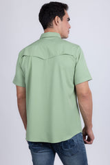 Barabas Wholesale Men's Western Casual Solid Stretch Short Sleeve Shirt 5SST10 Sage