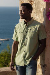 Barabas Wholesale Men's Western Casual Solid Stretch Short Sleeve Shirt 5SST10 Sage