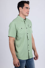 Barabas Wholesale Men's Western Casual Solid Stretch Short Sleeve Shirt 5SST10 Sage