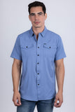 Barabas Wholesale Men's Western Casual Solid Stretch Short Sleeve Shirt 5SST10 Sky Blue