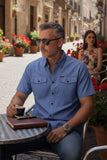 Barabas Wholesale Men's Western Casual Solid Stretch Short Sleeve Shirt 5SST10 Sky Blue