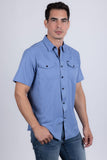 Barabas Wholesale Men's Western Casual Solid Stretch Short Sleeve Shirt 5SST10 Sky Blue