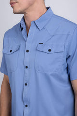 Barabas Wholesale Men's Western Casual Solid Stretch Short Sleeve Shirt 5SST10 Sky Blue
