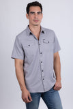 Barabas Wholesale Men's Western Casual Solid Stretch Short Sleeve Shirt 5SST10 Silver