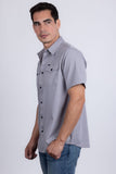 Barabas Wholesale Men's Western Casual Solid Stretch Short Sleeve Shirt 5SST10 Silver