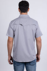 Barabas Wholesale Men's Western Casual Solid Stretch Short Sleeve Shirt 5SST10 Silver