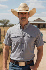 Barabas Wholesale Men's Western Casual Solid Stretch Short Sleeve Shirt 5SST10 Silver