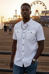 Barabas Wholesale Men's Western Casual Solid Stretch Short Sleeve Shirt 5SST10 White