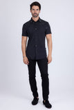 Barabas Wholesale Men's Rhinestone Geometric Stretch Short Sleeve Shirt 5SST20 Black