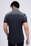 Barabas Wholesale Men's Rhinestone Geometric Stretch Short Sleeve Shirt 5SST20 Black