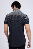 Barabas Wholesale Men's Rhinestone Geometric Stretch Short Sleeve Shirt 5SST20 Black