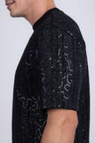 Barabas Wholesale Men's Sequin Stretch Crew Neck T-Shirt 5ST04 Black