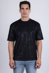 Barabas Wholesale Men's Sequin Stretch Crew Neck T-Shirt 5ST04 Black