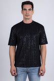 Barabas Wholesale Men's Sequin Stretch Crew Neck T-Shirt 5ST04 Black