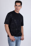 Barabas Wholesale Men's Sequin Stretch Crew Neck T-Shirt 5ST04 Black