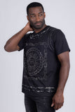 Barabas Men's Chains Rhinestone Solid Color Crew Neck T-shirts 5STR01 Black