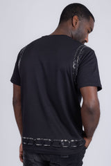 Barabas Wholesale Men's Chains Rhinestone Solid Color Crew Neck T-shirts 5STR01 Black