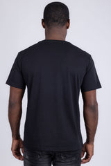 Barabas Men's Link Rhinestone Solid Color Crew Neck T-shirts 5STR02 Black