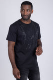 Barabas Wholesale Men's Link Rhinestone Solid Color Crew Neck T-shirts 5STR02 Black