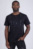 Barabas Wholesale Men's Link Rhinestone Solid Color Crew Neck T-shirts 5STR02 Black