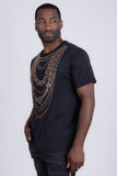 Barabas Men's Link Rhinestone Solid Color Crew Neck T-shirts 5STR02 Black 