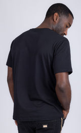 Barabas Wholesale Men's Link Rhinestone Solid Color Crew Neck T-shirts 5STR02 Black 