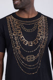 Barabas Men's Link Rhinestone Solid Color Crew Neck T-shirts 5STR02 Black 