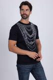 Barabas Wholesale Men's Link Rhinestone Solid Color Crew Neck T-shirts 5STR02 Black