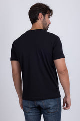 Barabas Men's Link Rhinestone Solid Color Crew Neck T-shirts 5STR02 Black Silver