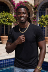 Barabas Wholesale Men's Glittery Sparkle Rhinestone Crew-neck T-shirt 5STR03 Black Black