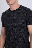 Barabas Men's Glittery Sparkle Rhinestone Crew-neck T-shirt 5STR03 Black Silver