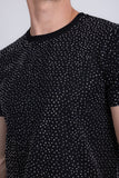 Barabas Wholesale Men's Glittery Sparkle Rhinestone Crew-neck T-shirt 5STR03 Black Silver