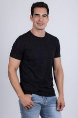 Barabas Wholesale Men's Glittery Sparkle Rhinestone Crew-neck T-shirt 5STR03 Black