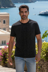 Barabas Wholesale Men's Glittery Sparkle Rhinestone Crew-neck T-shirt 5STR03 Black Silver