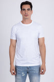 Barabas Men's Glittery Sparkle Rhinestone Crew-neck T-shirt 5STR03 White Silver