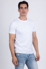 Barabas Wholesale Men's Glittery Sparkle Rhinestone Crew-neck T-shirt 5STR03 White Silver