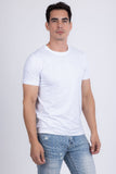 Barabas Wholesale Men's Glittery Sparkle Rhinestone Crew-neck T-shirt 5STR03 White Silver