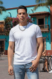 Barabas Wholesale Men's Glittery Sparkle Rhinestone Crew-neck T-shirt 5STR03 White SIlver
