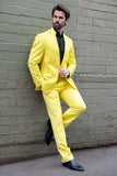 Barabas Wholesale Men's Geometric Rhinestone Pattern Henley Lapel Suit 5SU14 Mustard