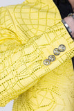 Barabas Wholesale Men's Geometric Rhinestone Pattern Henley Lapel Suit 5SU14 Mustard