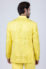 Barabas Wholesale Men's Geometric Rhinestone Pattern Henley Lapel Suit 5SU14 Mango