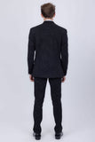 Barabas Wholesale Men's Cheetah Geometric Pattern Peak Lapel Suit 5SU33 Black