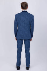 Barabas Wholesale Men's Cheetah Geometric Pattern Peak Lapel Suit 5SU33 Blue