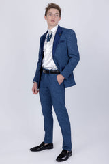 Barabas Wholesale Men's Cheetah Geometric Pattern Peak Lapel Suit 5SU33 Blue