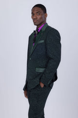 Barabas Wholesale Men's Cheetah Geometric Pattern Peak Lapel Suit 5SU33 Hunter Green
