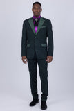 Barabas Wholesale Men's Cheetah Geometric Pattern Peak Lapel Suit 5SU33 Hunter Green